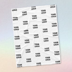 Your Logo Simple Repeating Logo White Fleece Blanket