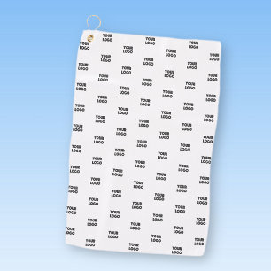 Your Logo Simple Repeating Logo   White Golf Towel