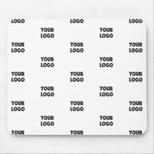 Your Logo Simple Repeating Logo   White Mouse Mat