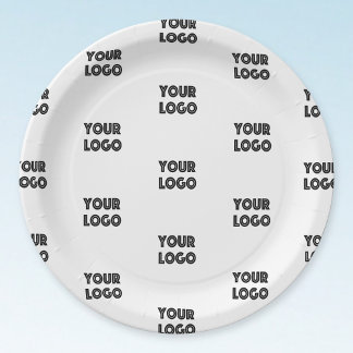 Your Logo Simple Repeating Logo | White Paper Plate