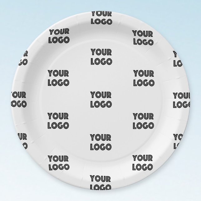 Your Logo Simple Repeating Logo | White Paper Plate (Creator Uploaded)