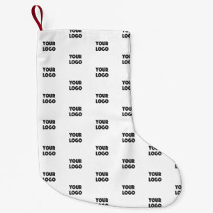 Your Logo Simple Repeating Logo   White Small Christmas Stocking