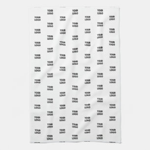Your Logo Simple Repeating Logo   White Tea Towel