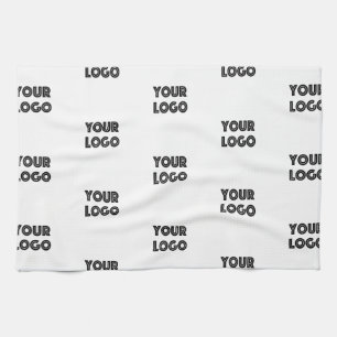 Your Logo Simple Repeating Logo   White Tea Towel