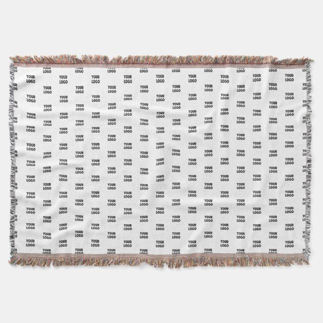 Your Logo Simple Repeating Logo | White Throw Blanket (Front)