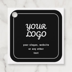 Your Logo & Slogan or other text Black & White Favour Tags