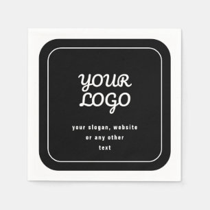 Your Logo & Slogan or other text Black & White Napkin