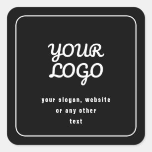 Your Logo & Slogan or other text   Black & White Square Sticker