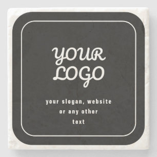 Your Logo & Slogan or other text   Black & White Stone Coaster