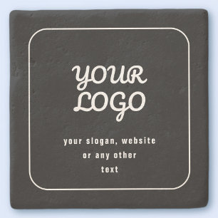 Your Logo & Slogan or other text   Black & White Stone Coaster