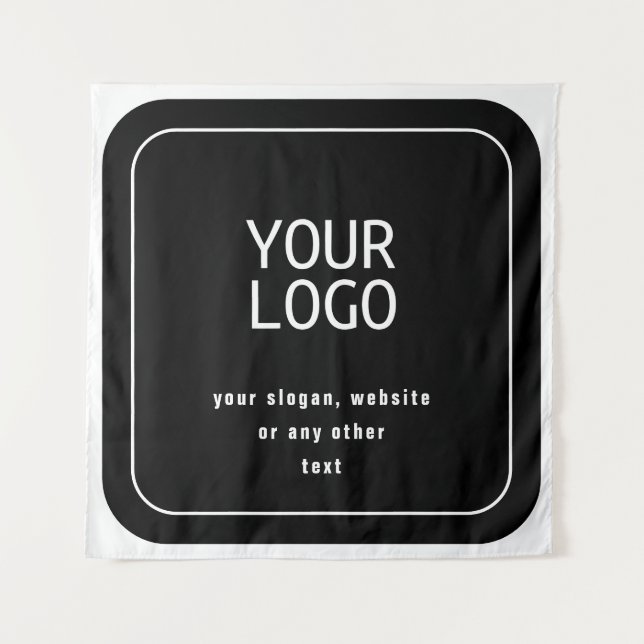 Your Logo & Slogan or other text | Black & White Tapestry (Front)