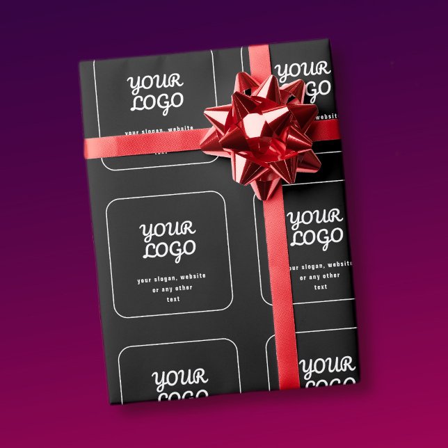 Your Logo & Slogan or other text | Black & White Wrapping Paper (Creator Uploaded)