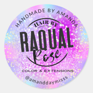 Your Logo Small Business Holograph Glitter Gold Classic Round Sticker
