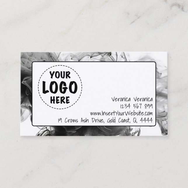 Your Logo Smokey Gothic Monochrome Business Card (Front)