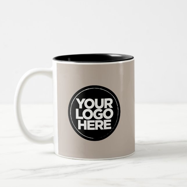 Your Logo Special Colours Taupe Grey Mugs (Left)