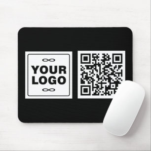 Your Logo - Square - Background WHITE + QR code Mouse Mat