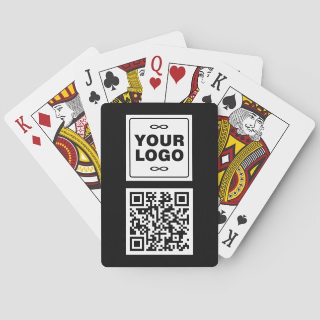 Your Logo - Square - Background WHITE + QR code Playing Cards (Back)