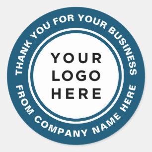 Your Logo Standard Thank you Navy Blue Classic Round Sticker