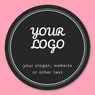 Your Logo Stylish Editable Black & White Classic Round Sticker