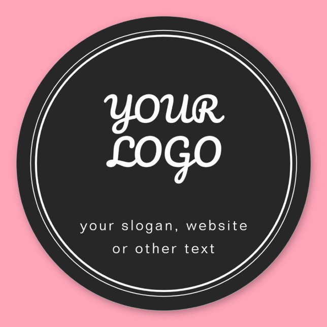 Your Logo Stylish Editable Black & White Classic Round Sticker (Creator Uploaded)