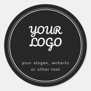 Your Logo Stylish Editable Black & White Classic Round Sticker