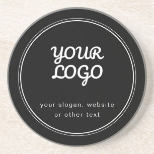 Your Logo Stylish Editable Black & White Design Coaster