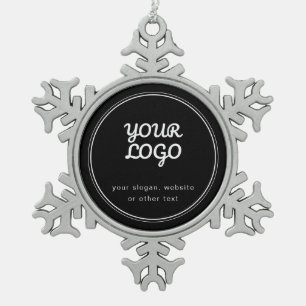Your Logo Stylish Editable Black & White Snowflake Pewter Christmas Ornament