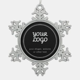 Your Logo Stylish Editable Black & White Snowflake Pewter Christmas Ornament