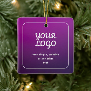 Your Logo & Stylish Light to Dark Purple Ombre Ceramic Ornament