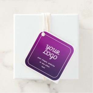 Your Logo & Stylish Light to Dark Purple Ombre Favour Tags