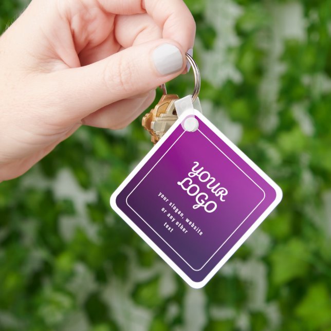 Your Logo & Stylish Light to Dark Purple Ombre Key Ring (Hand)
