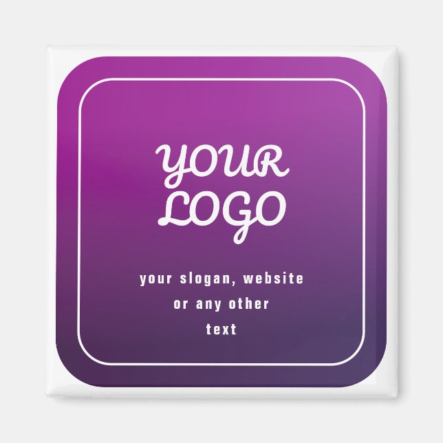 Your Logo & Stylish Light to Dark Purple Ombre Magnet (Front)