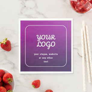 Your Logo & Stylish Light to Dark Purple Ombre Napkin