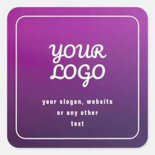 Your Logo & Stylish Light to Dark Purple Ombre Square Sticker