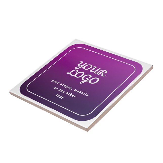 Your Logo & Stylish Light to Dark Purple Ombre Tile (Side)