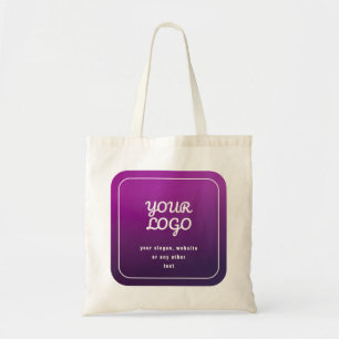 Your Logo & Stylish Light to Dark Purple Ombre Tote Bag