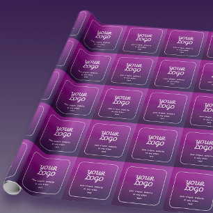 Your Logo & Stylish Light to Dark Purple Ombre Wrapping Paper