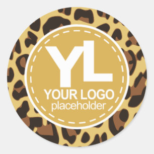 Your Logo Template Leopard Leo Rockabilly Pattern Classic Round Sticker