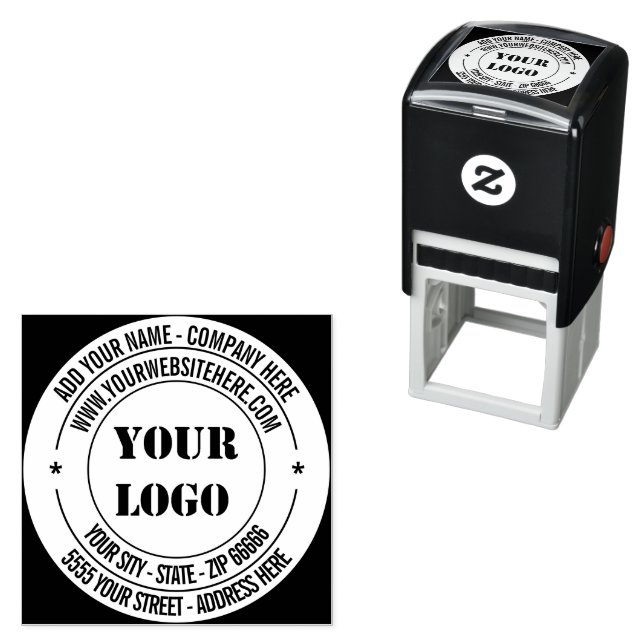 Your Logo Text Address Colour Round Stamp Template (In Situ)
