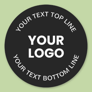 Your Logo & Text   Black Classic Round Sticker