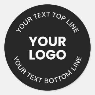 Your Logo & Text   Black Classic Round Sticker