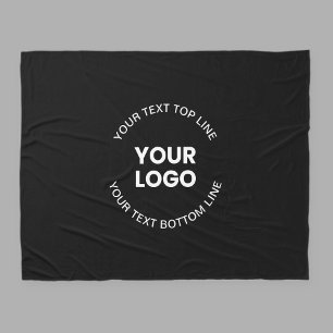 Your Logo & Text Black Fleece Blanket