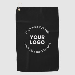 Your Logo & Text Black Golf Towel