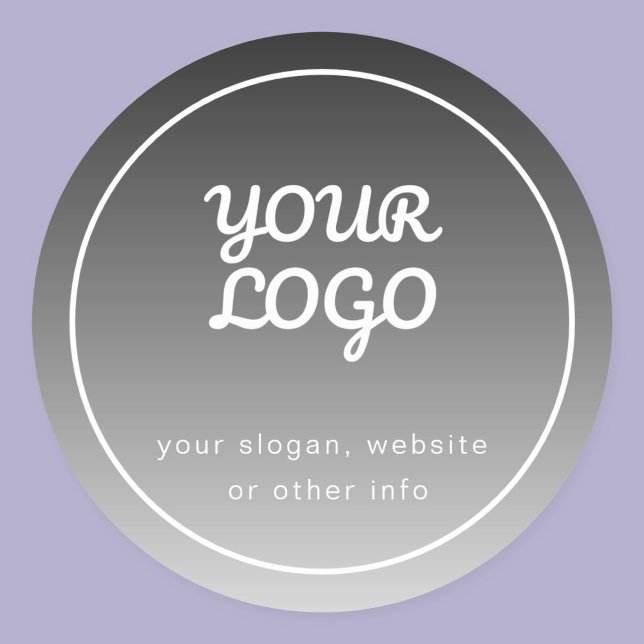Your Logo & Text | Dark Grey Gradient Classic Round Sticker (Creator Uploaded)