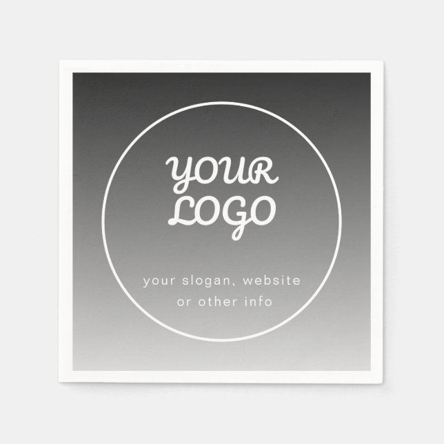 Your Logo & Text | Dark Grey Gradient Napkin (Front)