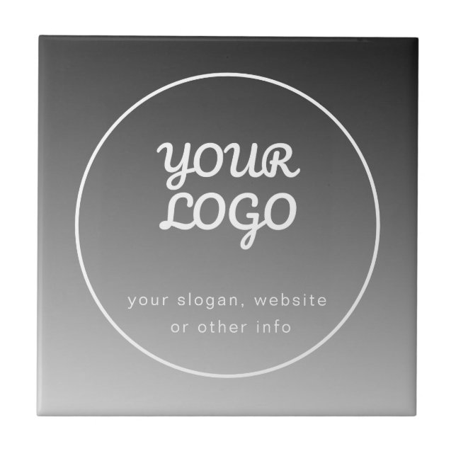 Your Logo & Text | Dark Grey Gradient Tile (Front)