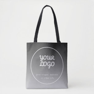 Your Logo & Text Dark Grey Gradient Tote Bag