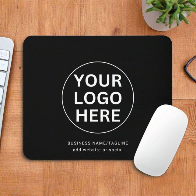 Your Logo & Text Here l Black & White Branded Mouse Mat (Creator Uploaded)