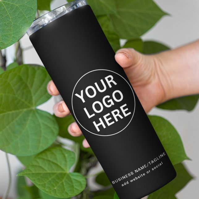 Your Logo & Text Here l Black & White Branded Thermal Tumbler (Creator Uploaded)