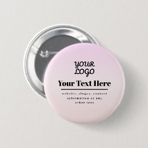 Your Logo & Text   Pink & Peach Ombre 6 Cm Round Badge
